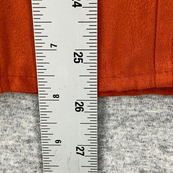 Cato Blouse Womens Large Orange Faux Suede V Neck Button Up Long Sleeve Fitted - Picture 8 of 10
